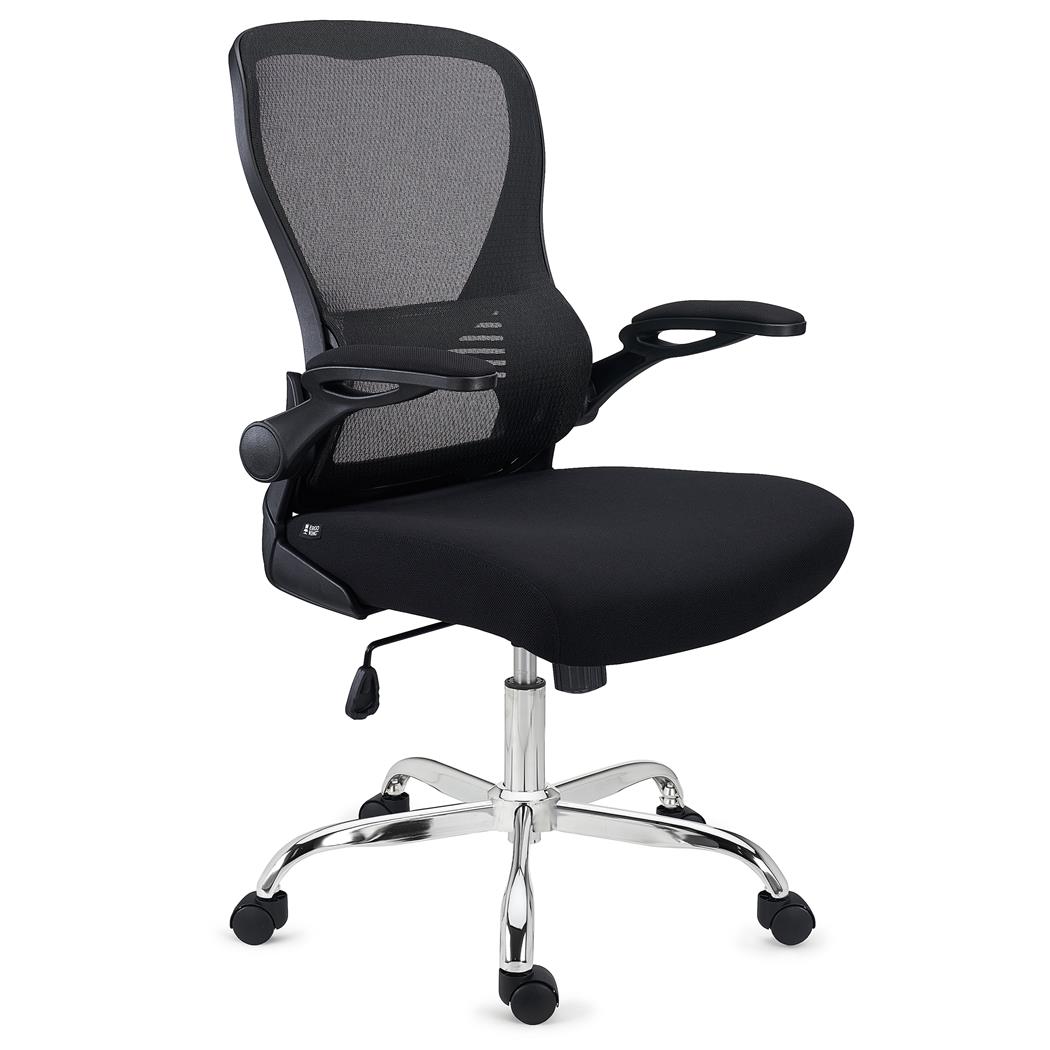 DEMO# Silla de Oficina CORFU, Brazos Abatibles, Diseño Ergonómico, Transpirable, En Negro