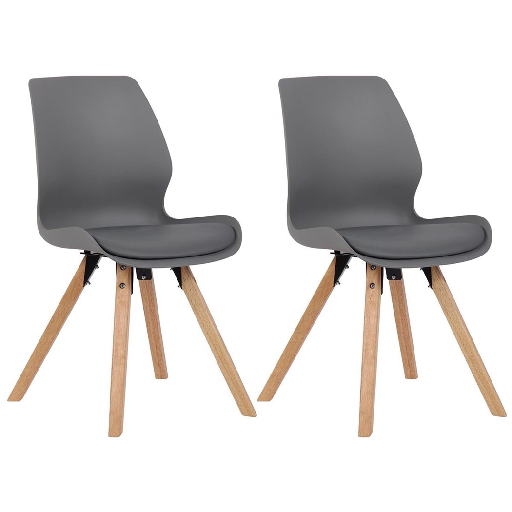 Lote 2 Sillas de Confidente KALI, Estructura de Madera, Asiento Tapizado, en Plástico color Gris