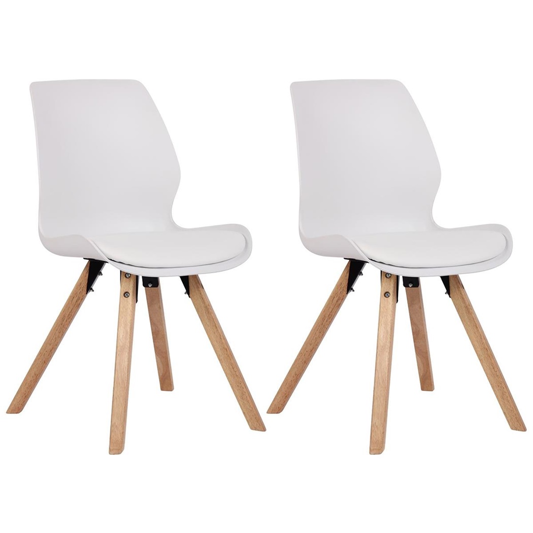Lote 2 Sillas de Confidente KALI, Estructura de Madera, Asiento Tapizado, en Plástico color Blanco