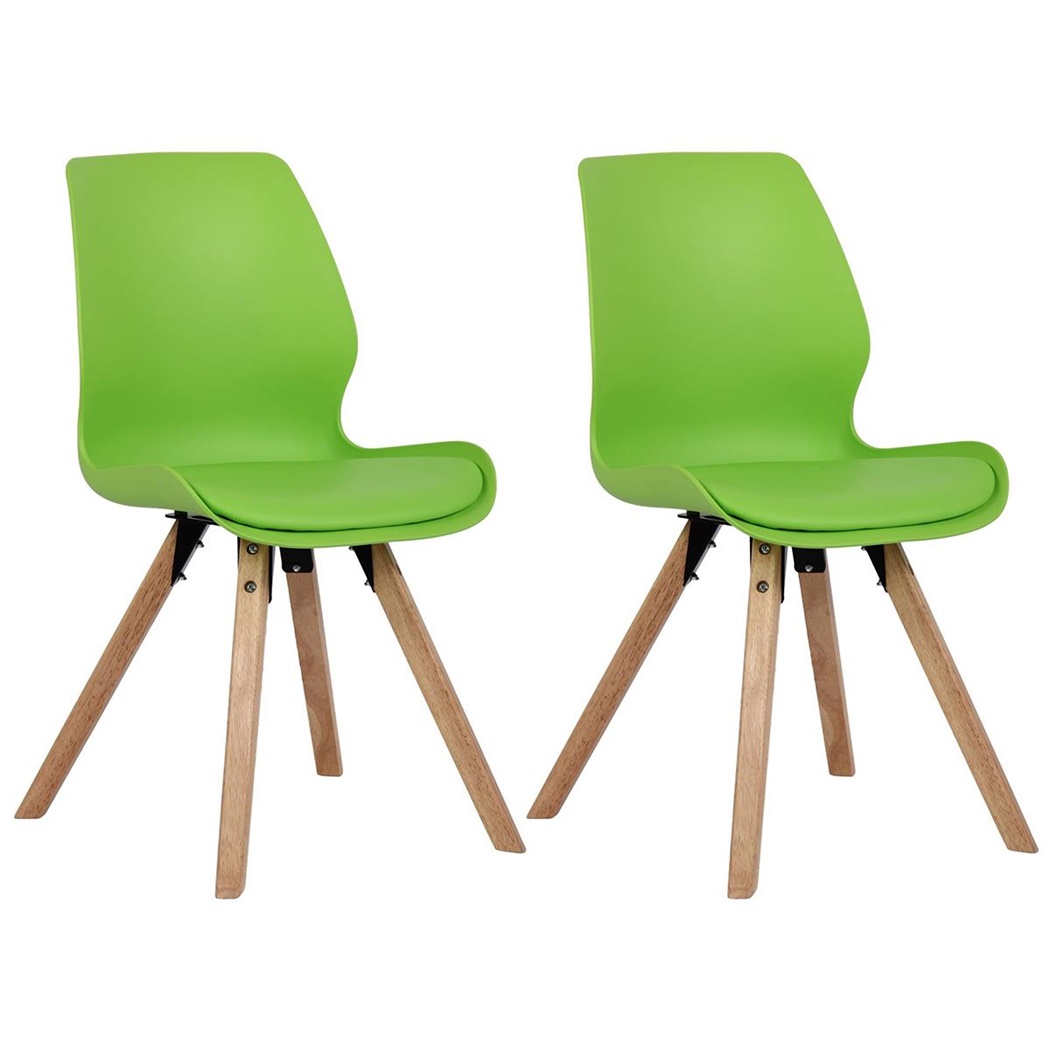 Lote 2 Sillas de Confidente KALI, Estructura de Madera, Asiento Tapizado, en Plástico color Verde