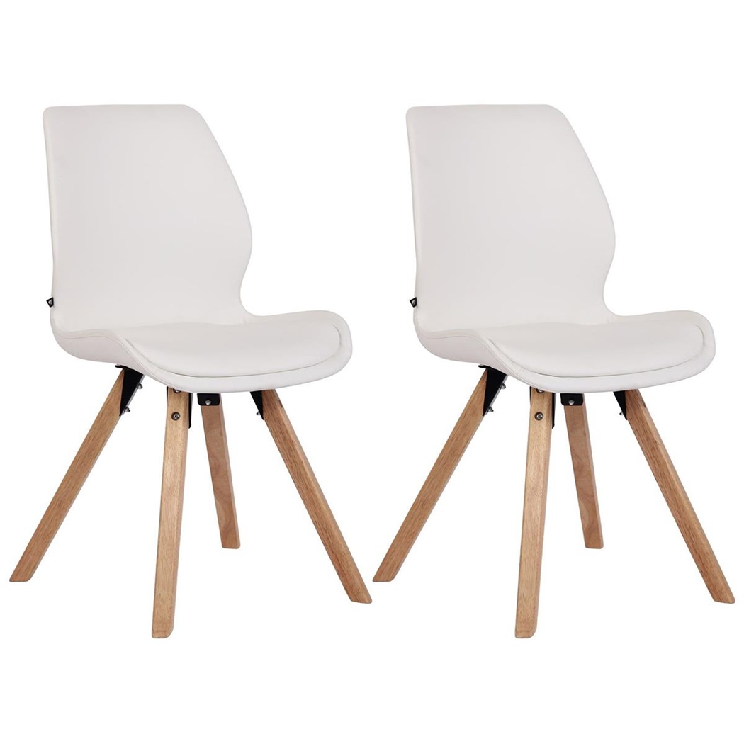 Lote 2 Sillas de Confidente KALI, Estructura de Madera, Asiento Tapizado, en Piel sintética color Blanco