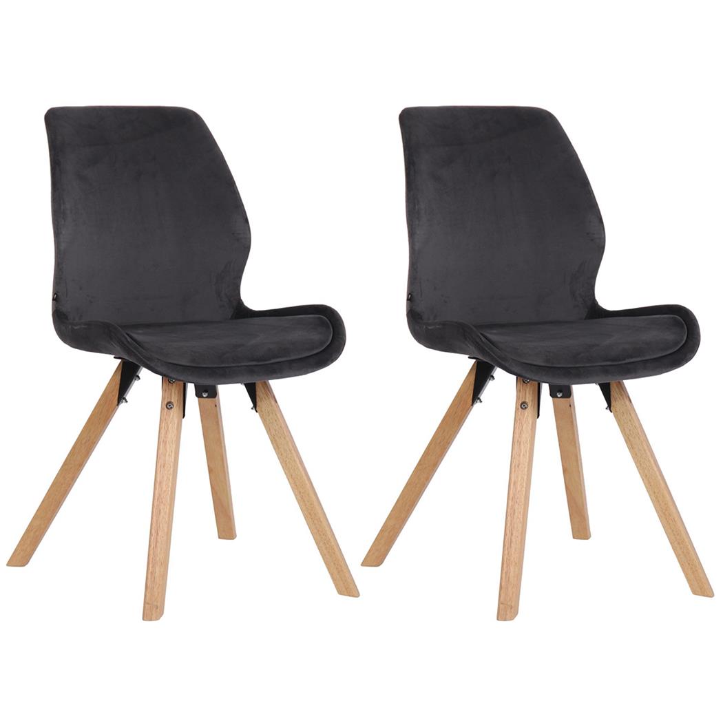 Lote 2 Sillas de Confidente KALI, Estructura de Madera, Asiento Tapizado, en Terciopelo color Gris oscuro