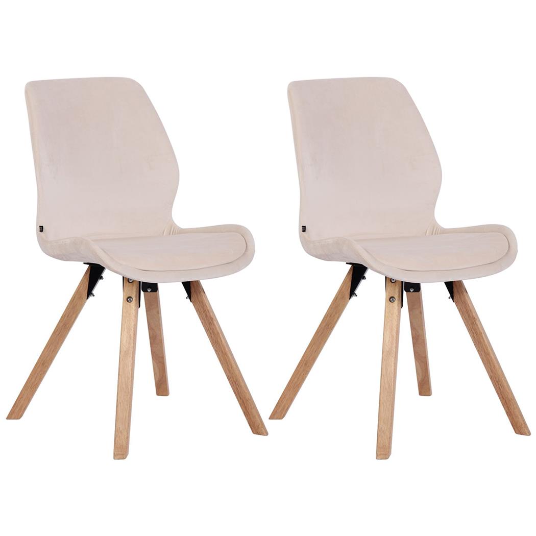 Lote 2 Sillas de Confidente KALI, Estructura de Madera, Asiento Tapizado, en Terciopelo color Crema