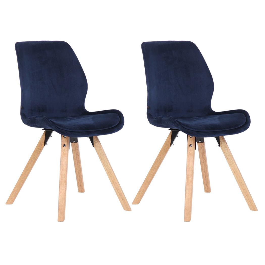 Lote 2 Sillas de Confidente KALI, Estructura de Madera, Asiento Tapizado, en Terciopelo color Azul