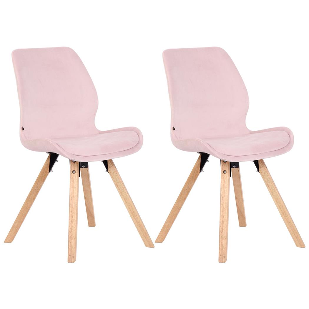 Lote 2 Sillas de Confidente KALI, Estructura de Madera, Asiento Tapizado, en Terciopelo color Rosa
