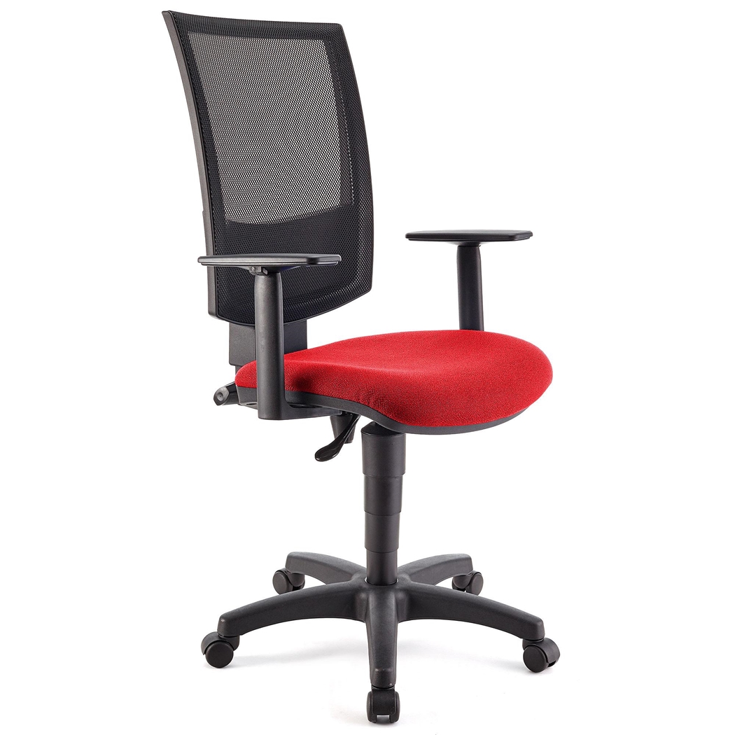 DEMO# Silla de Oficina PANDORA PLUS, Respaldo en Malla, Brazos Ajustables, Gran Acolchado, Rojo