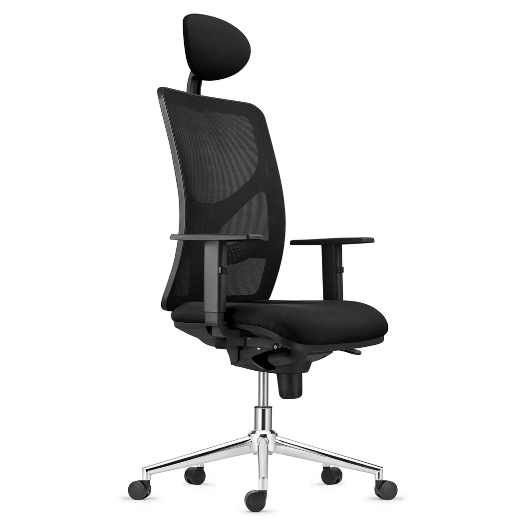 DEMO# Silla de Oficina BAIKAL, Base Metálica, Brazos Ajustables, Soporte Lumbar, en Tela color Negro