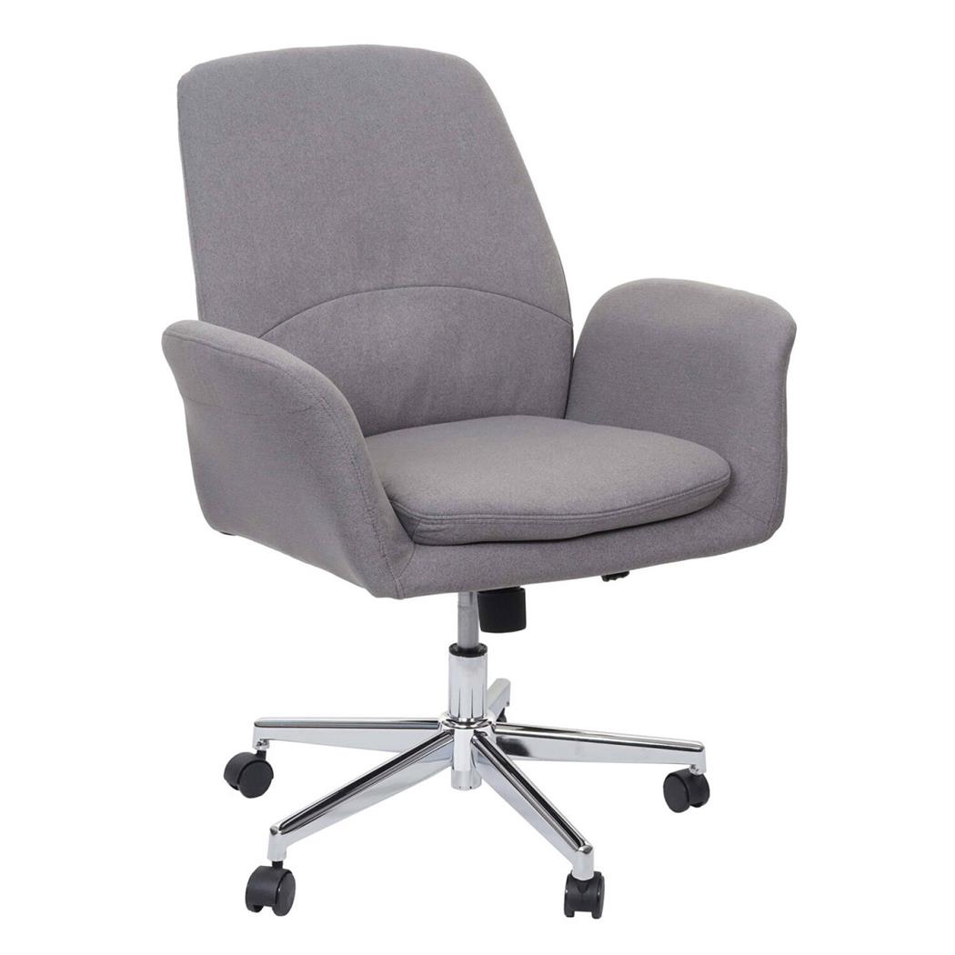 Silla de Oficina MADISON, Gran Acolchado, Base Metálica, Tapizada en Tela color Gris