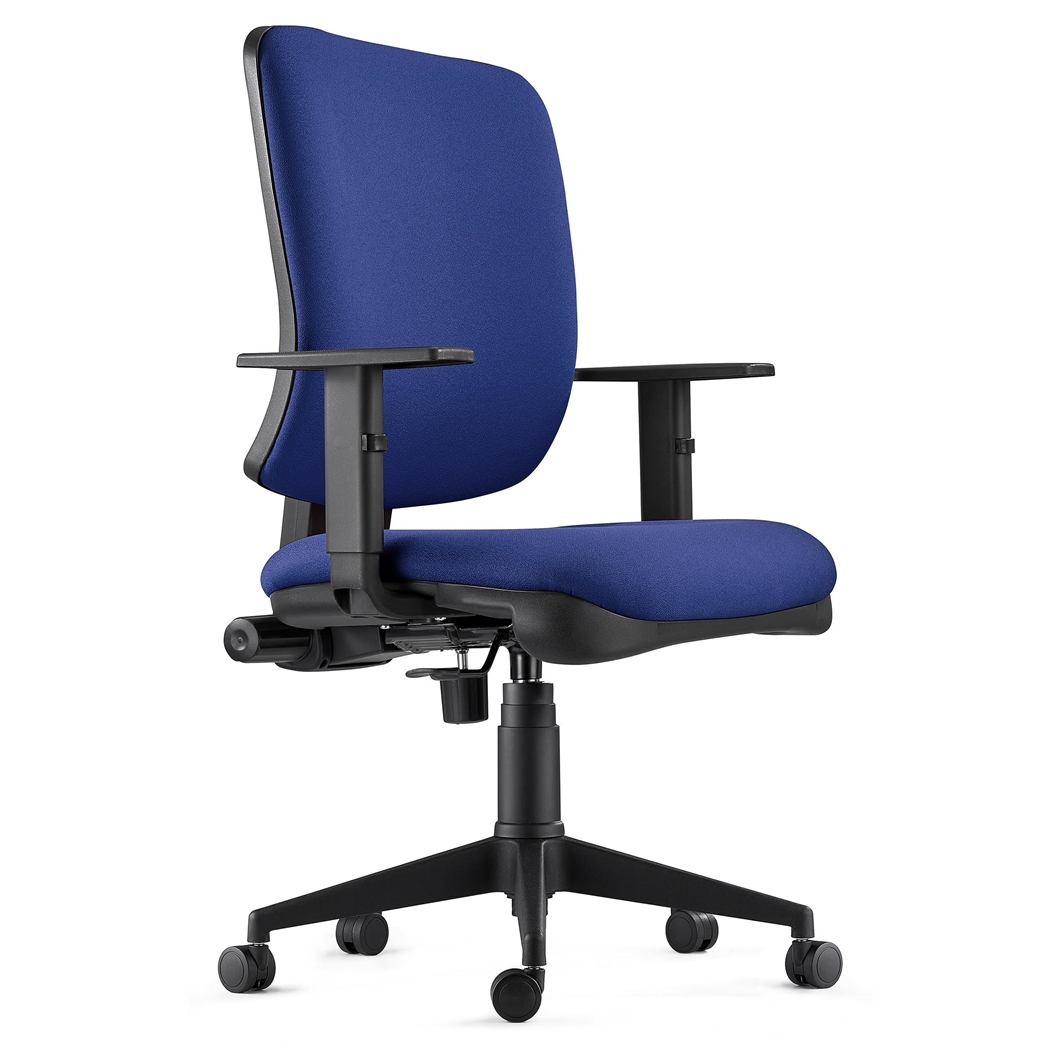 DEMO# Silla Ergonómica DIEGO, en Tela color Azul Oscuro, con Grueso Acolchado y Mecanismo Sincronizado
