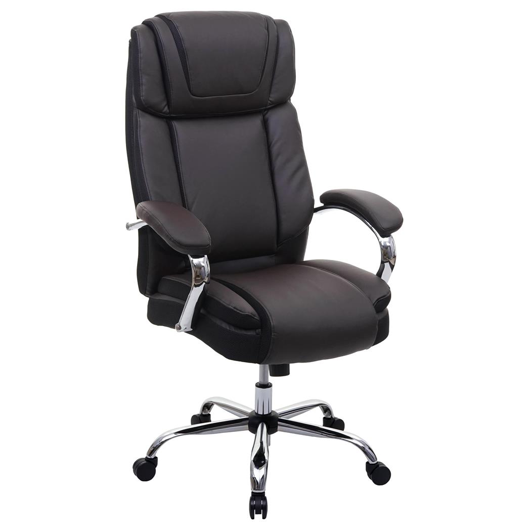 Sillón de Oficina KELTY, Gran Acolchado, Resistente Hasta 220 kg, en Piel color Marrón