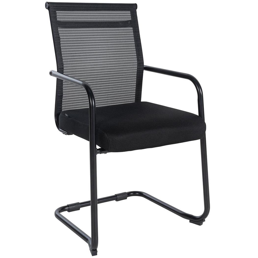 Silla de Confidente ORES, Estructura Metálica Negra, en Malla Transpirable color Negro