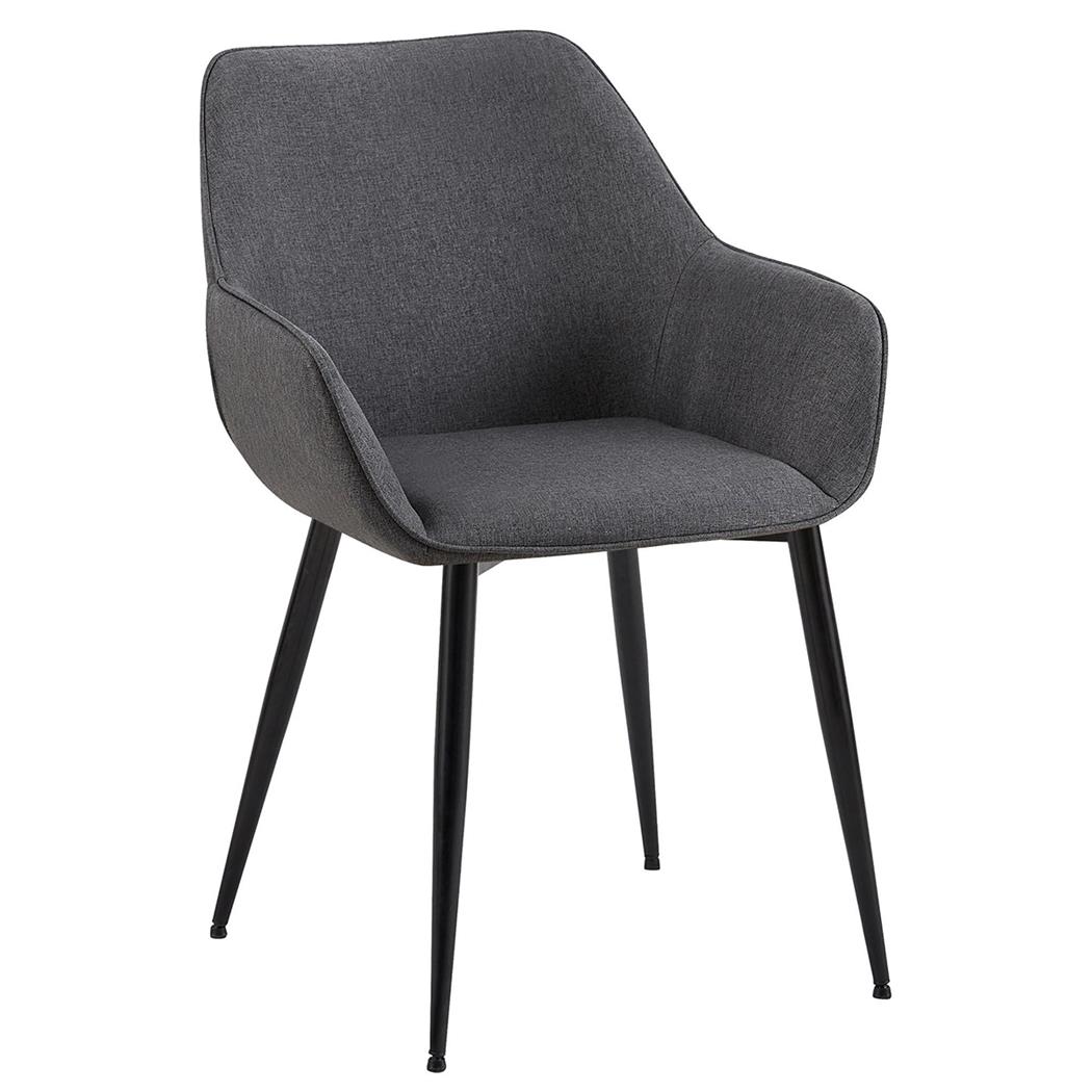 Silla de Confidente MAYA, Tapizado de Tela, Patas Negras, en color Gris oscuro