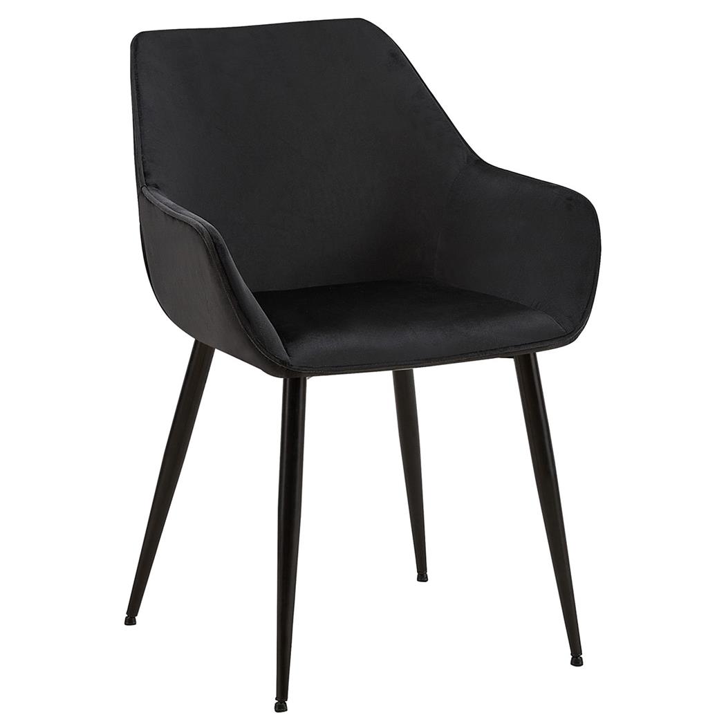 Silla de Confidente MAYA, Tapizado de Terciopelo, Patas Negras, en color Negro