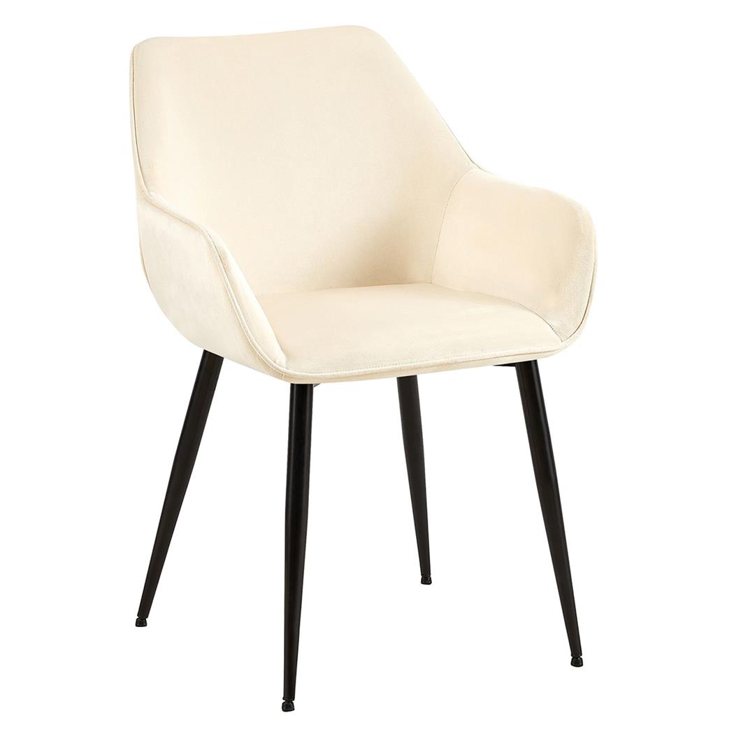 Silla de Confidente MAYA, Tapizado de Terciopelo, Patas Negras, en color Crema