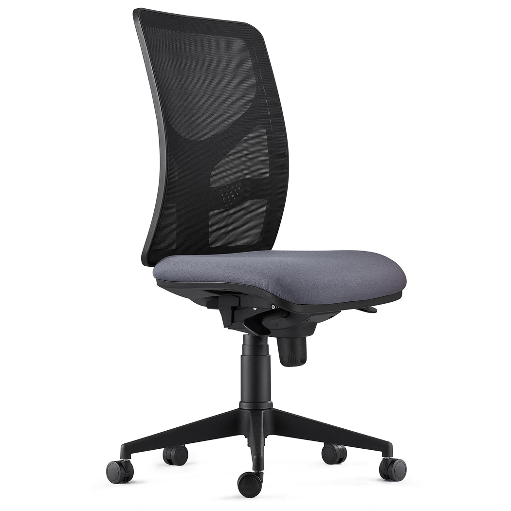 DEMO# Silla de Oficina MILO, Sin Apoyabrazos, Soporte Lumbar, en Tela color Gris