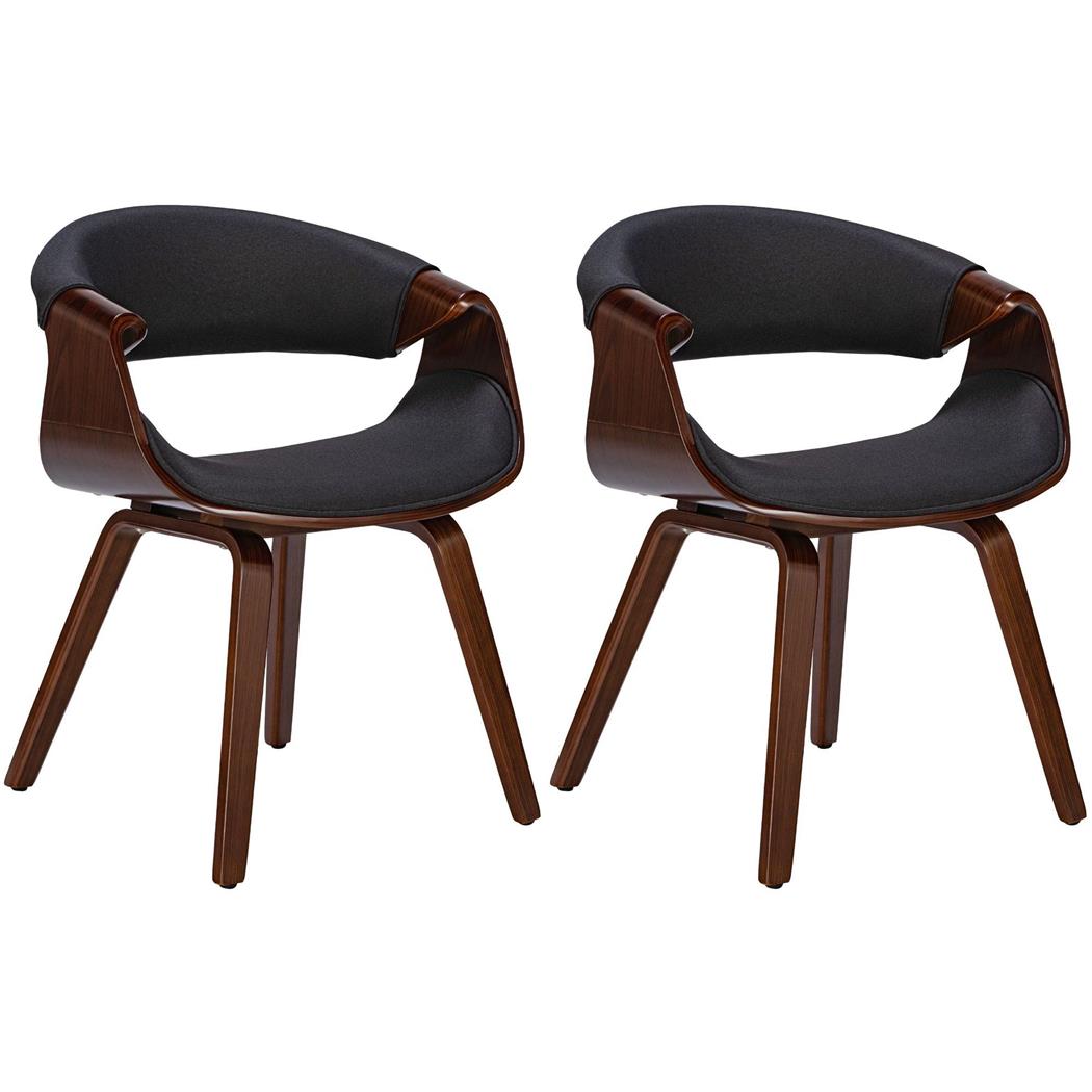 Lote de 2 Sillas de Confidente MARGOT, Diseño Exclusivo, Estructura en Madera, en Tela color Negro