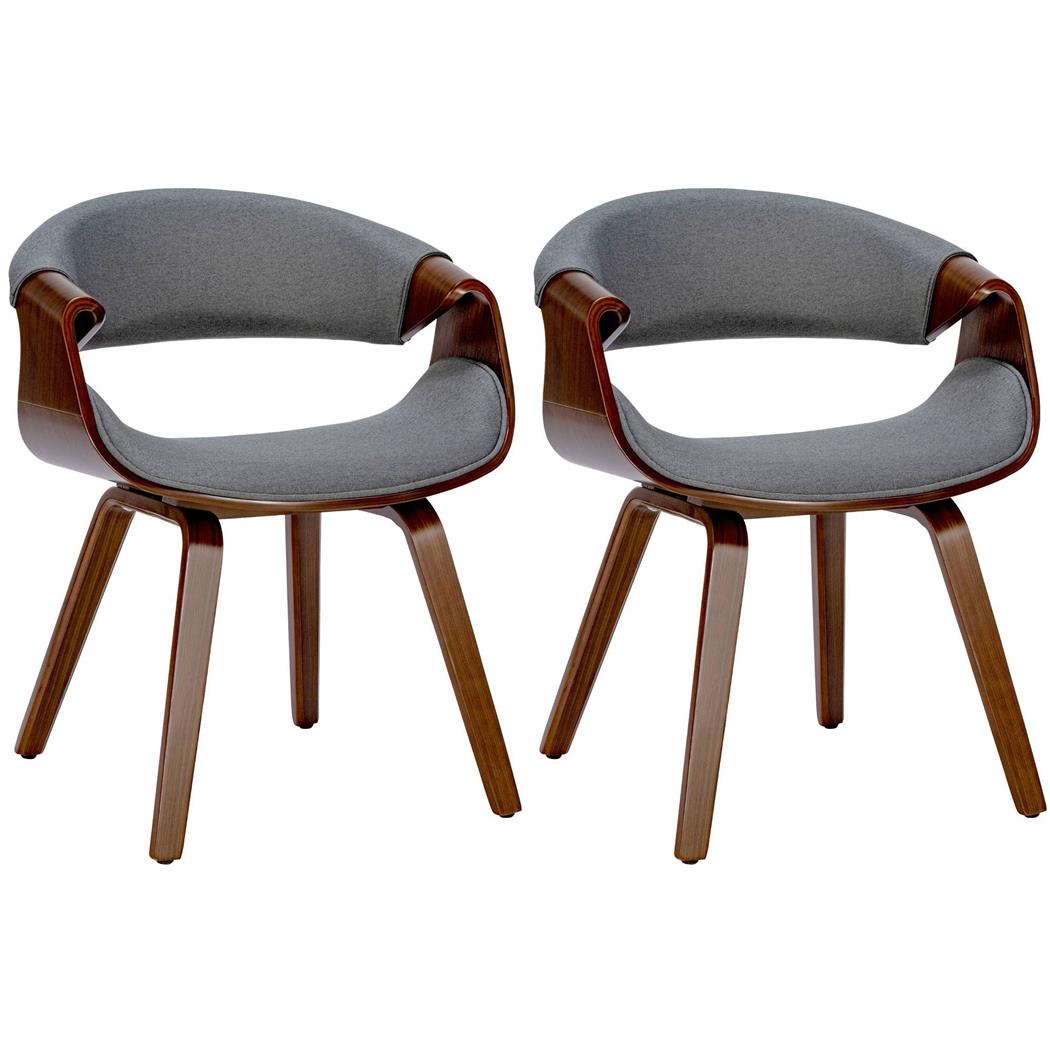 Lote de 2 Sillas de Confidente MARGOT, Diseño Exclusivo, Estructura en Madera, en Tela color Gris