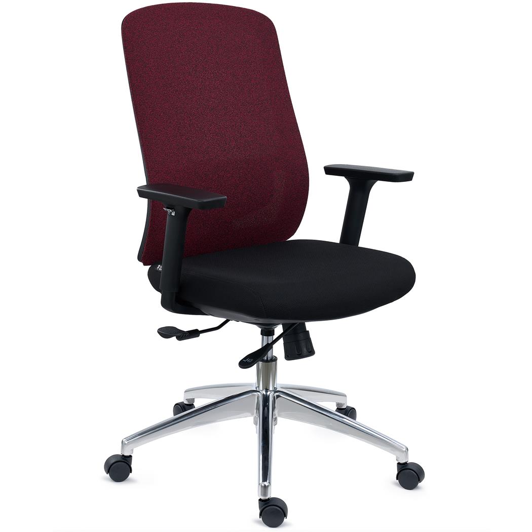DEMO# Silla Ergonómica ASTRA, Asiento Ajuste Profundidad, Mecanismo Sincro, Uso Intensivo 8H, Burdeos