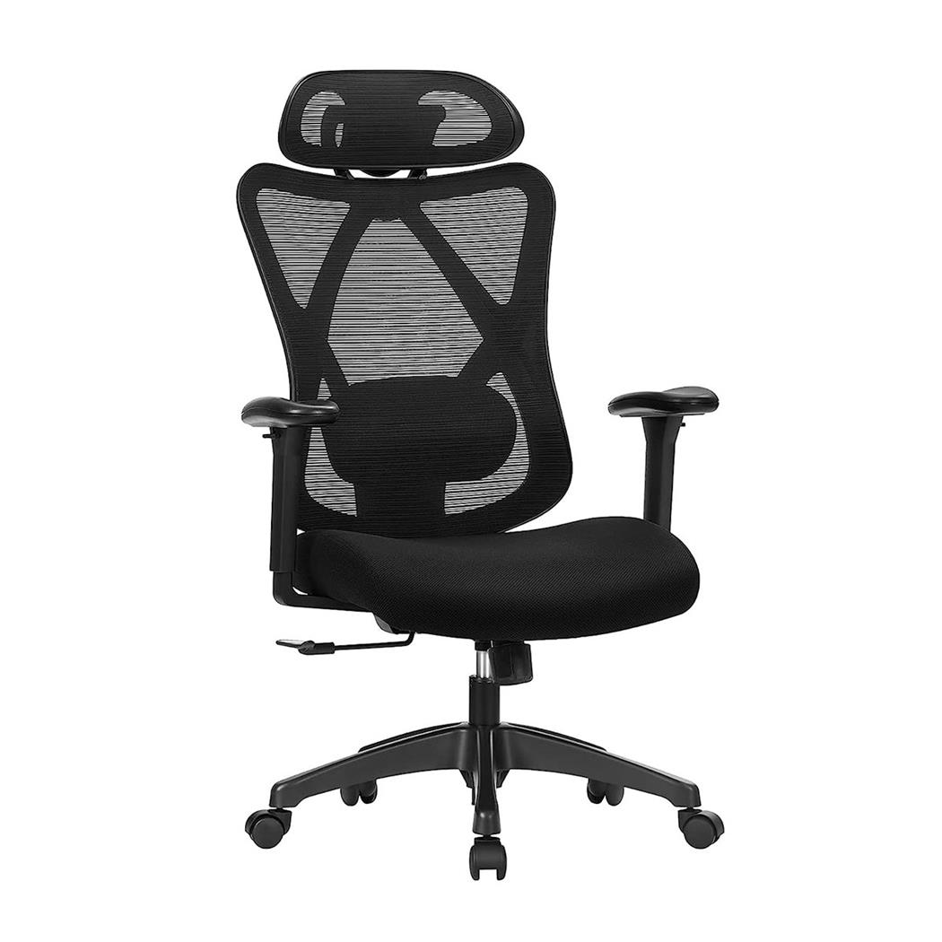 DEMO# Silla Ergonómica DARKO, con Reposacabezas, Soporte Lumbar, Malla Transpirable color Negro