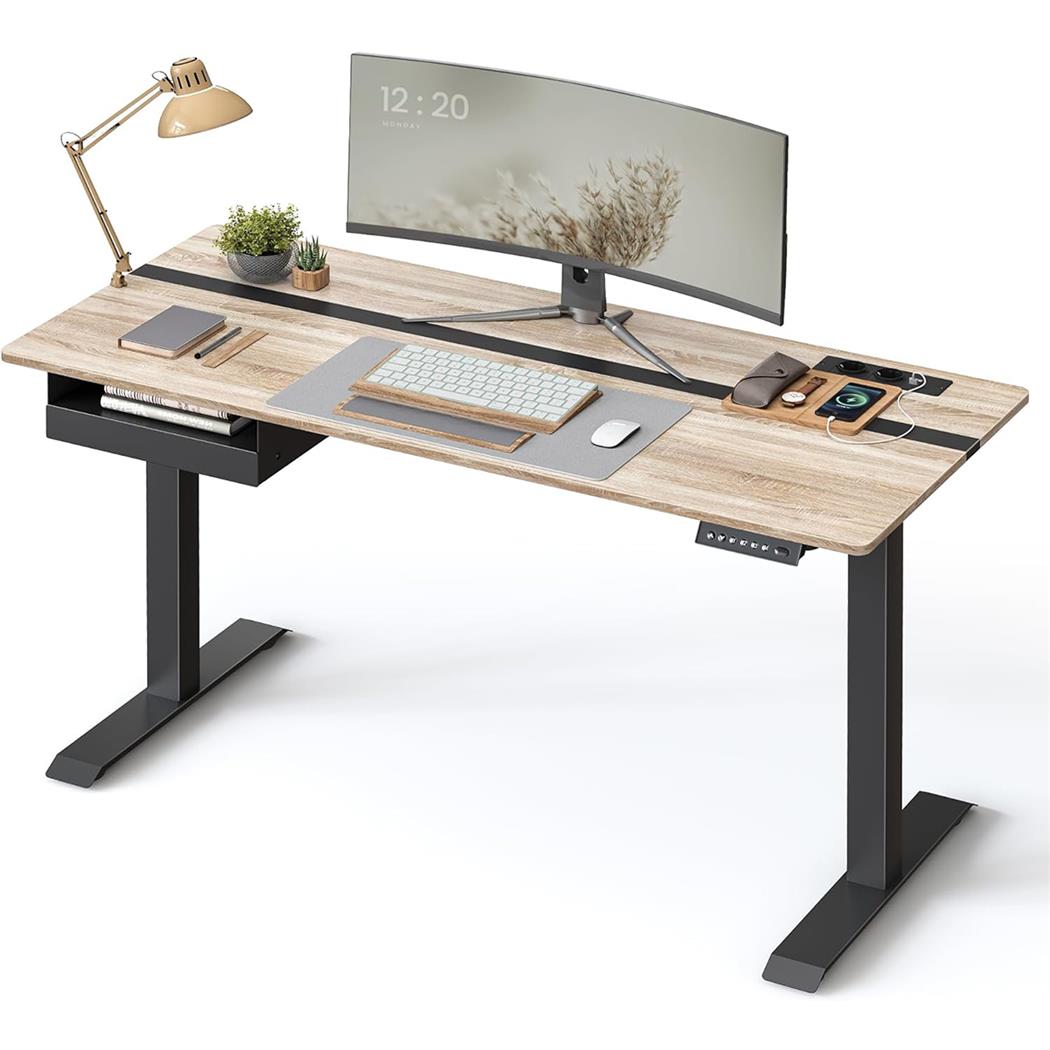 Mesa Elevable EVEREST, 140x60x72-120 cm, Altura Regulable, en color Gris y Negro