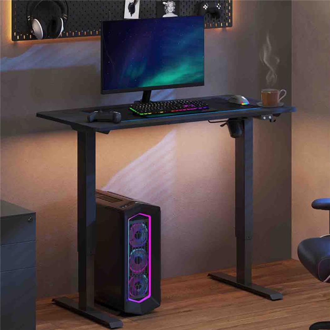 Mesa de Ordenador MONFORTE, Altura Regulable, 120x60x73-114 cm, en color Negro