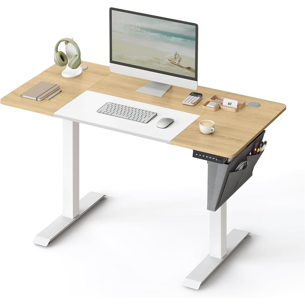Mesa de Ordenador Elevable ALPES, 120x60x72-120 cm, en color Madera clara