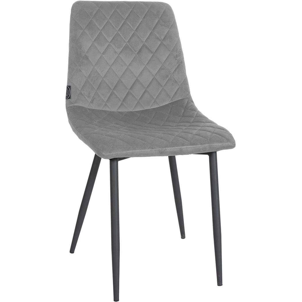 Silla de Confidente ROY, Robusta Estructura Metálica, en Terciopelo color Gris