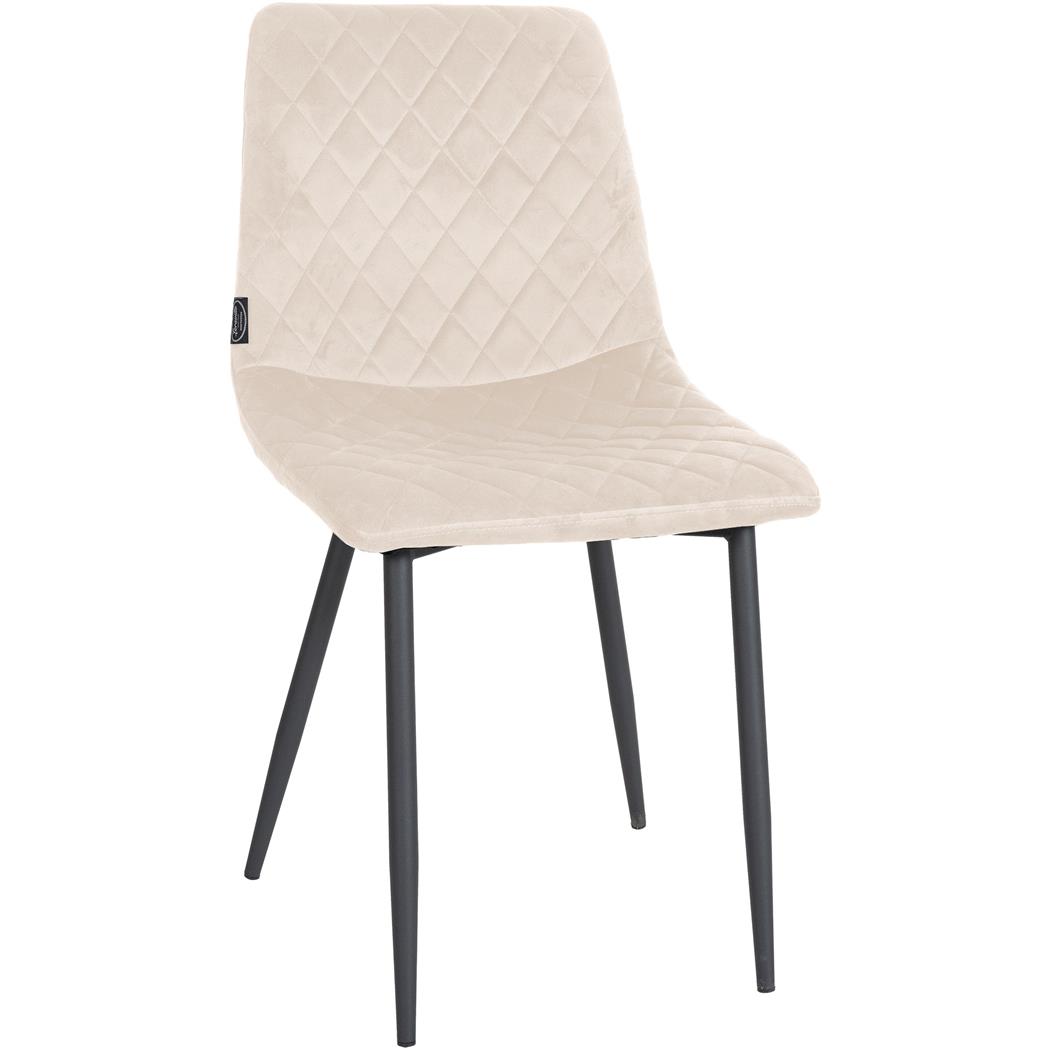 Silla de Confidente ROY, Robusta Estructura Metálica, en Terciopelo color Crema