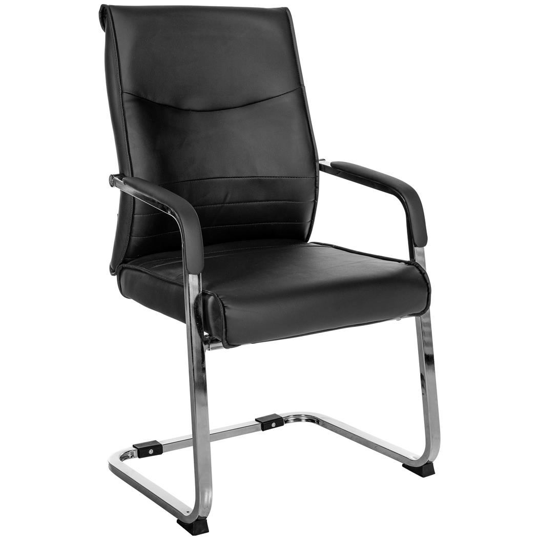 Silla de Confidente BENTON, Gran acolchado, Tapizada en Piel sintética, color Negro