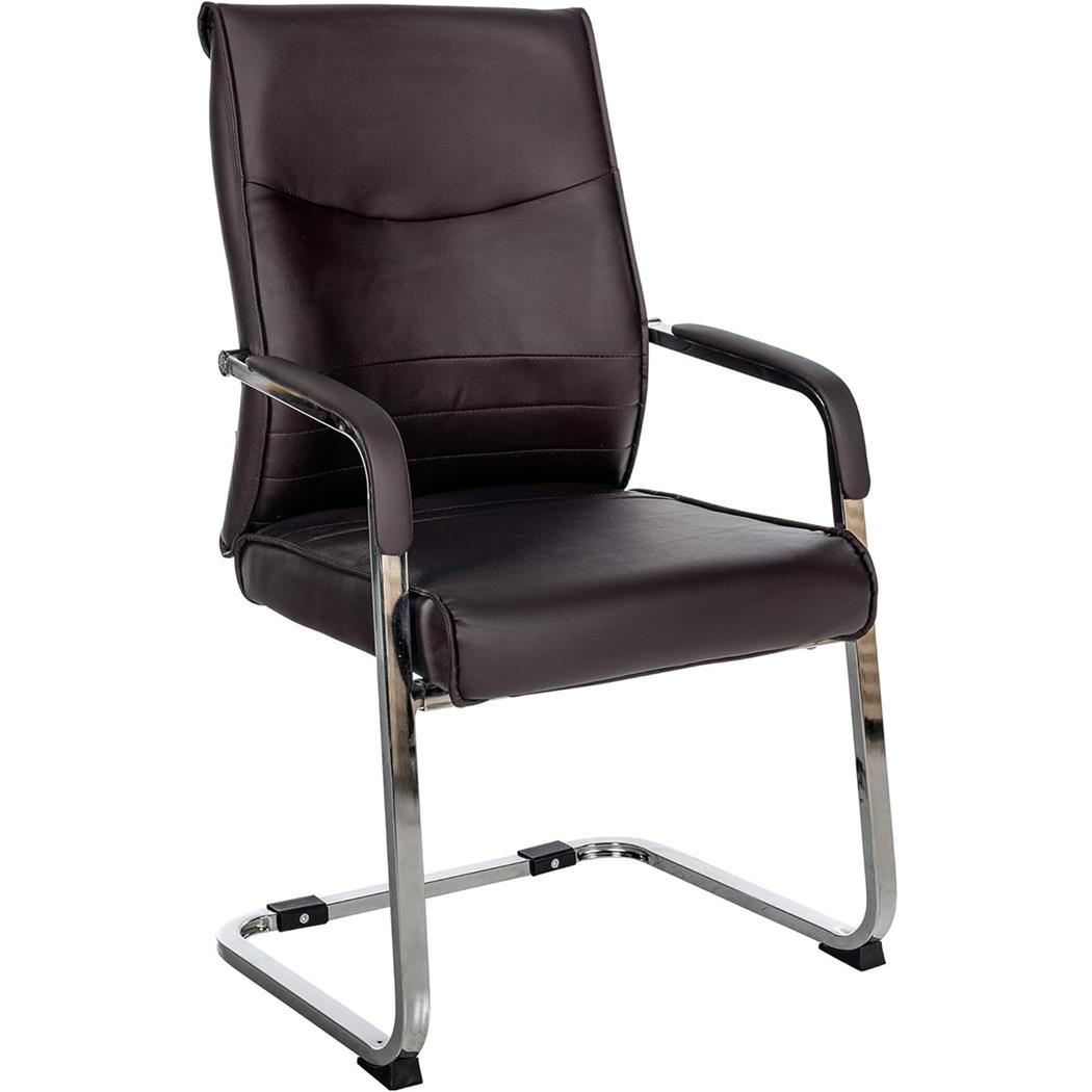 Silla de Confidente BENTON, Gran acolchado, Tapizada en Piel sintética, color Marrón