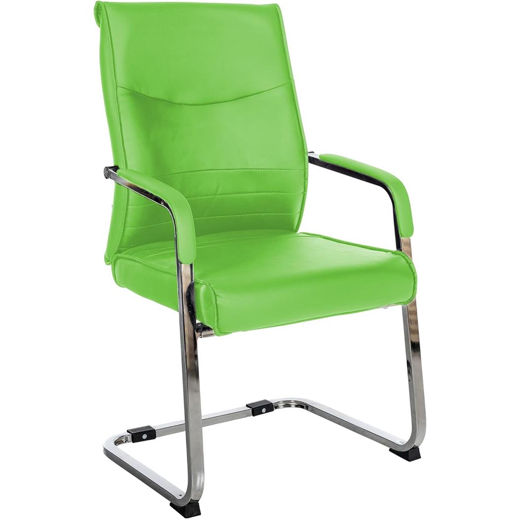 Silla de Confidente BENTON, Gran acolchado, Tapizada en Piel sintética, color Verde