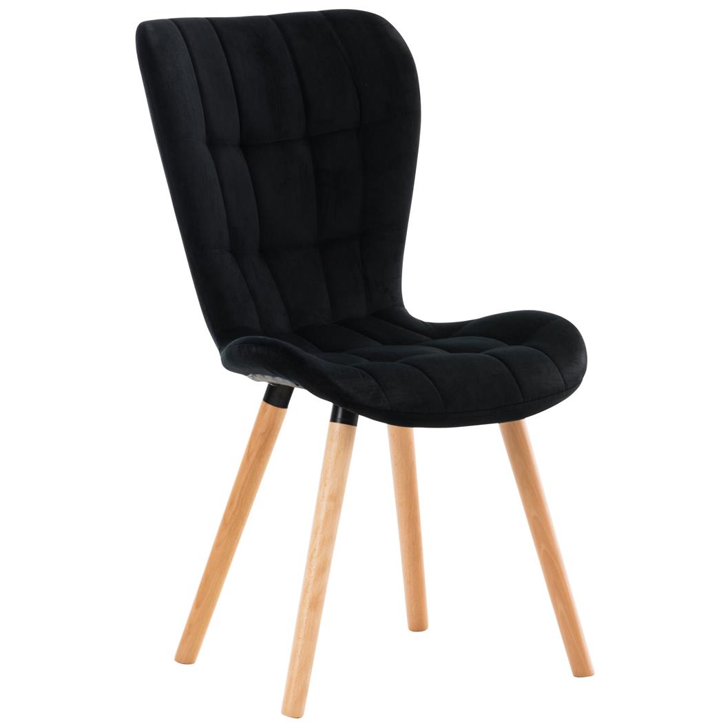 Silla de Confidente ELGAR TERCIOPELO, Gran Acolchado, Estructura y Patas de Madera en color Negro