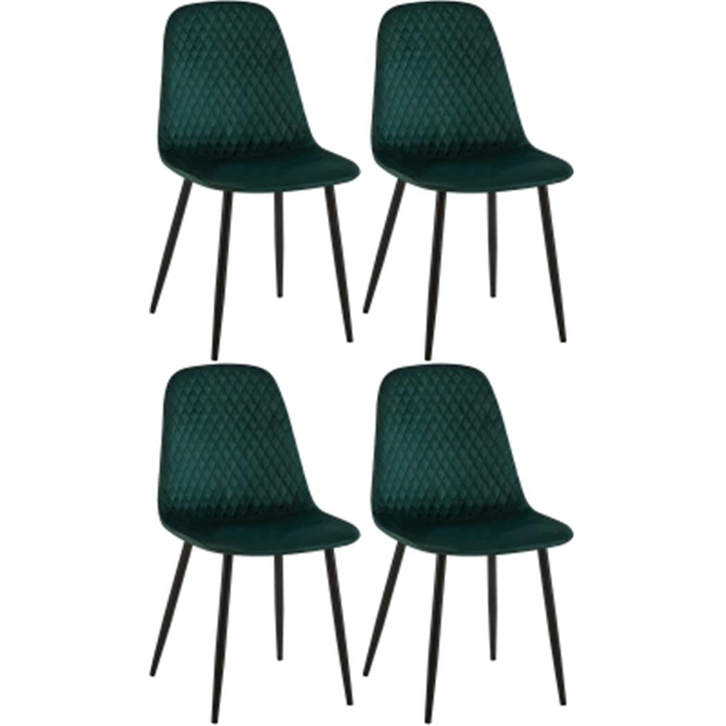 Lote de 4 Sillas de Confidente DOGMA, Robusta Estructura Metálica, en Terciopelo color Verde