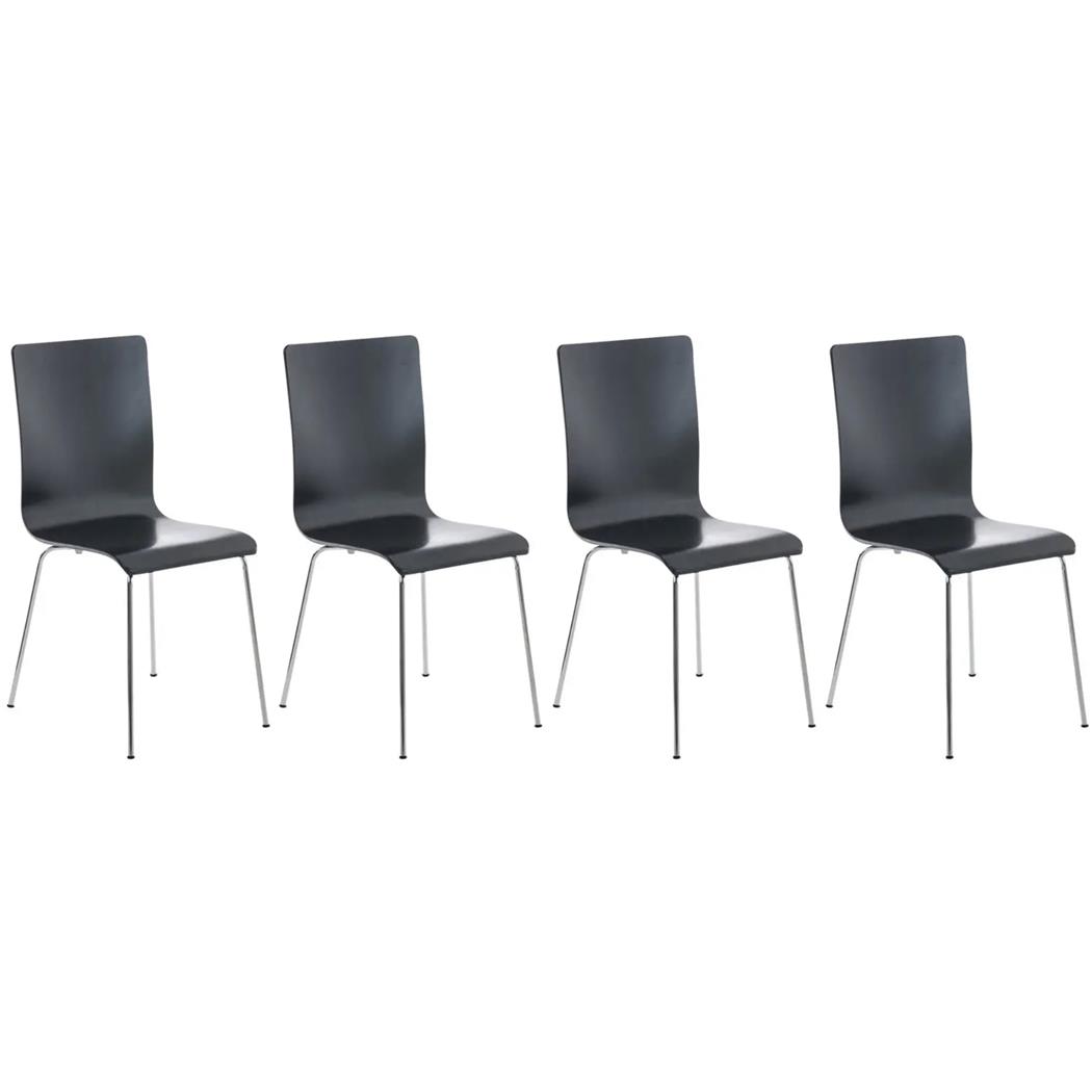 Lote de 4 sillas de Confidente PERE, Patas Metálicas, en Madera color Negro