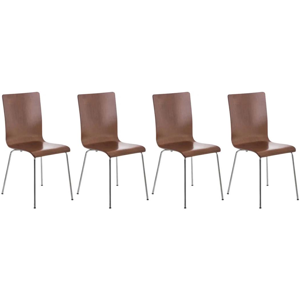 Lote de 4 sillas de Confidente PERE, Patas Metálicas, en Madera color Marrón Oscuro