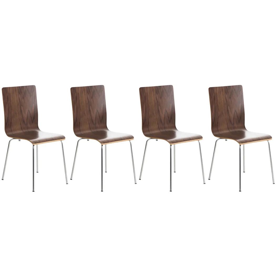 Lote de 4 sillas de Confidente PERE, Patas Metálicas, en Madera color Marrón Nogal