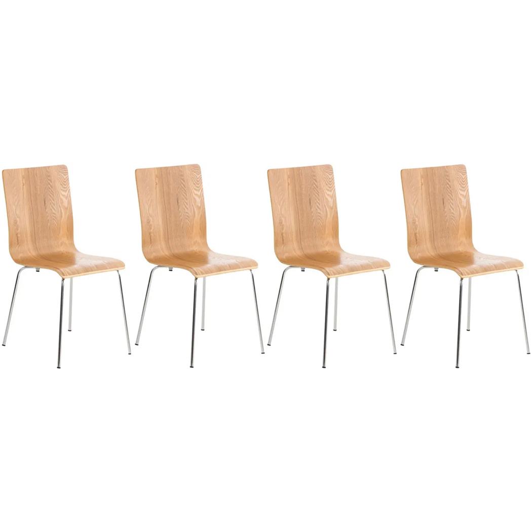 Lote de 4 sillas de Confidente PERE, Patas Metálicas, en Madera color Marrón Claro