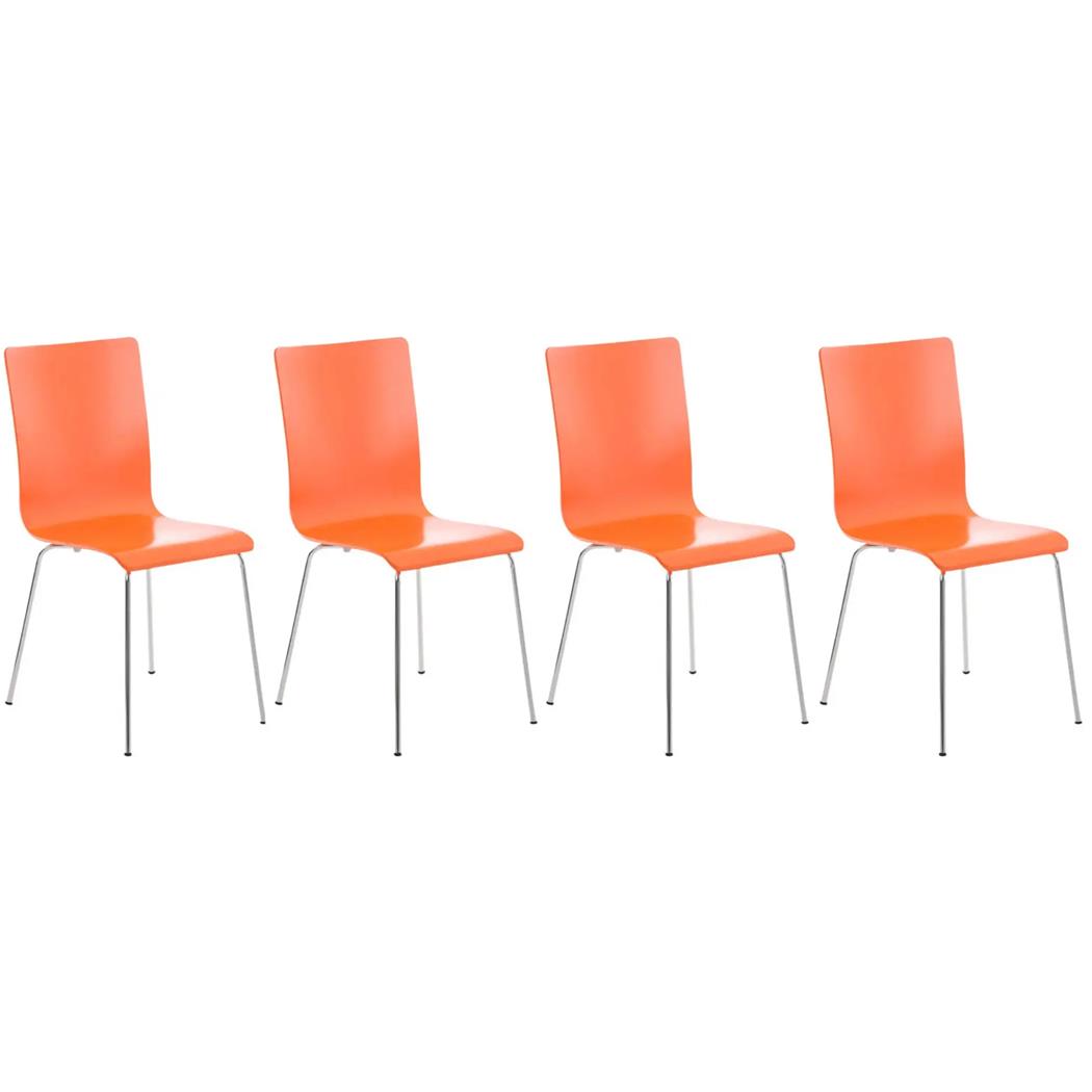 Lote de 4 sillas de Confidente PERE, Patas Metálicas, en Madera color Naranja