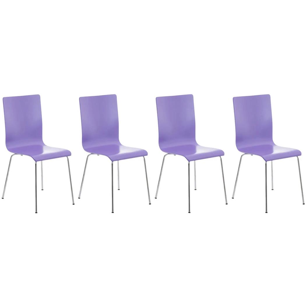 Lote de 4 sillas de Confidente PERE, Patas Metálicas, en Madera color Morado