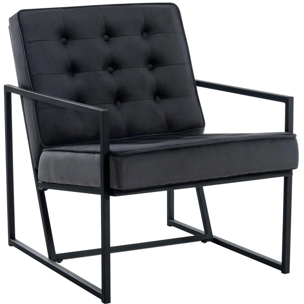Silla de Confidente de Diseño AKEMI, Estructura Metálica, en Terciopelo Gris