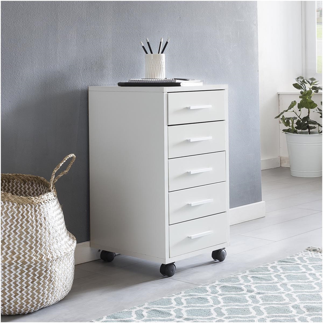 DEMO# Cajonera con Ruedas KLAY, 5 Cajones, 33x38x63 cm, color Blanco