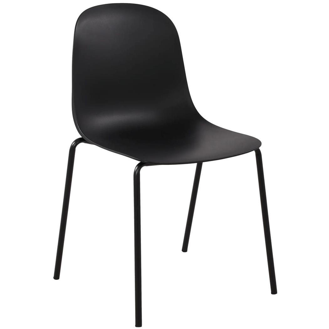 Silla de Confidente EMMA, Sencilla y Funcional, Apilable, Color Negro