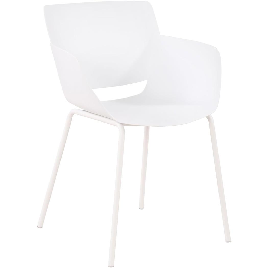 Silla de Confidente RIKO, Reposabrazos Integrados, Robusta Estructura Metálica, color Blanco
