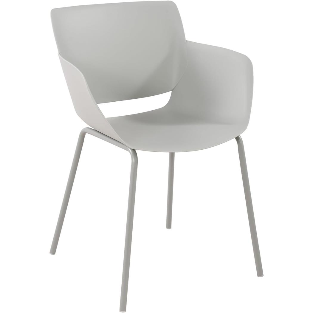 Silla de Confidente RIKO, Reposabrazos Integrados, Robusta Estructura Metálica, color Gris Claro