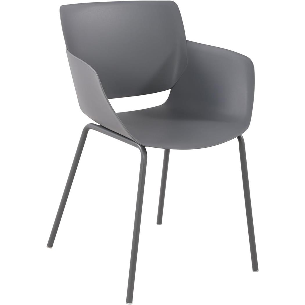 Silla de Confidente RIKO, Reposabrazos Integrados, Robusta Estructura Metálica, color Gris Oscuro