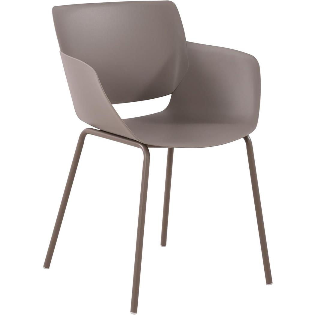 Silla de Confidente RIKO, Reposabrazos Integrados, Robusta Estructura Metálica, color Gris Topo