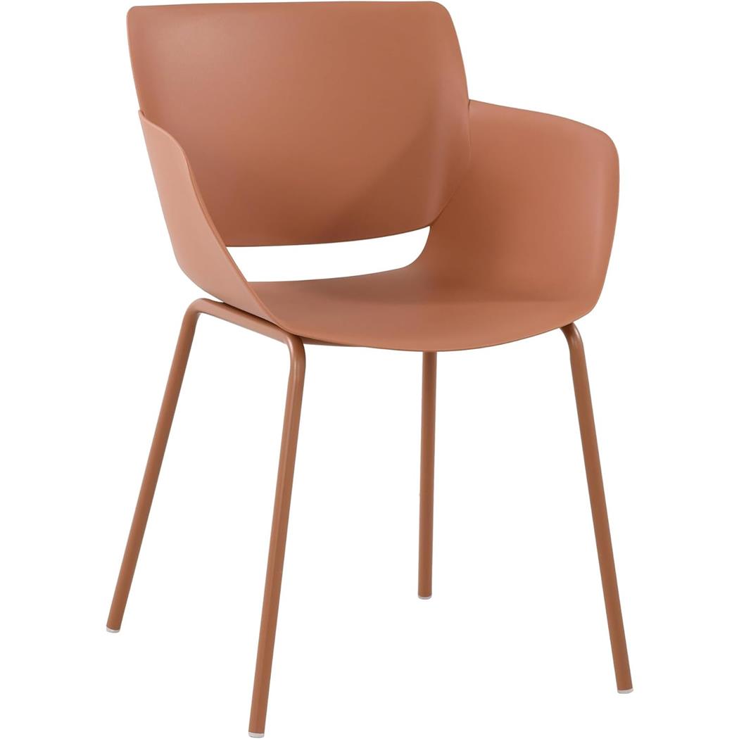 Silla de Confidente RIKO, Reposabrazos Integrados, Robusta Estructura Metálica, color Marrón Terracota
