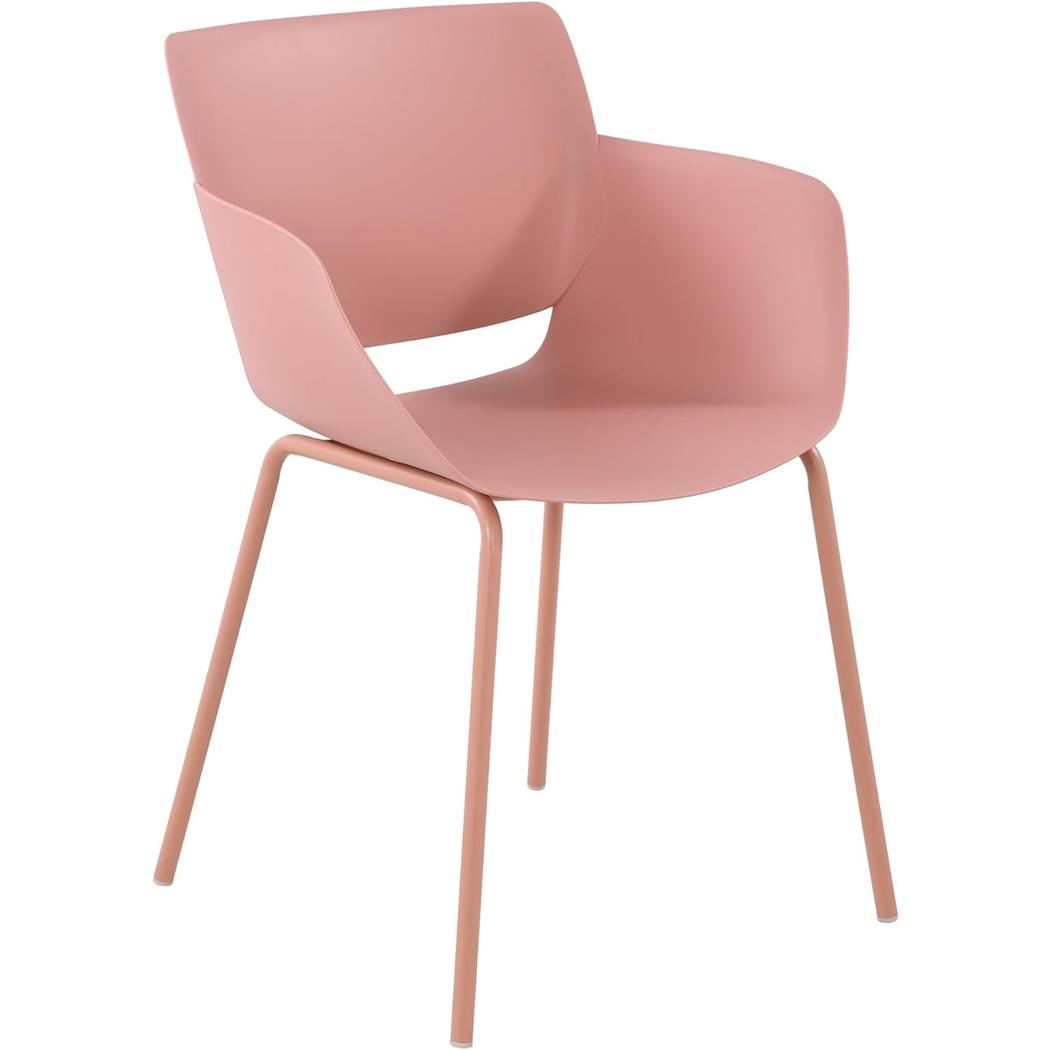 Silla de Confidente RIKO, Reposabrazos Integrados, Robusta Estructura Metálica, color Rosa