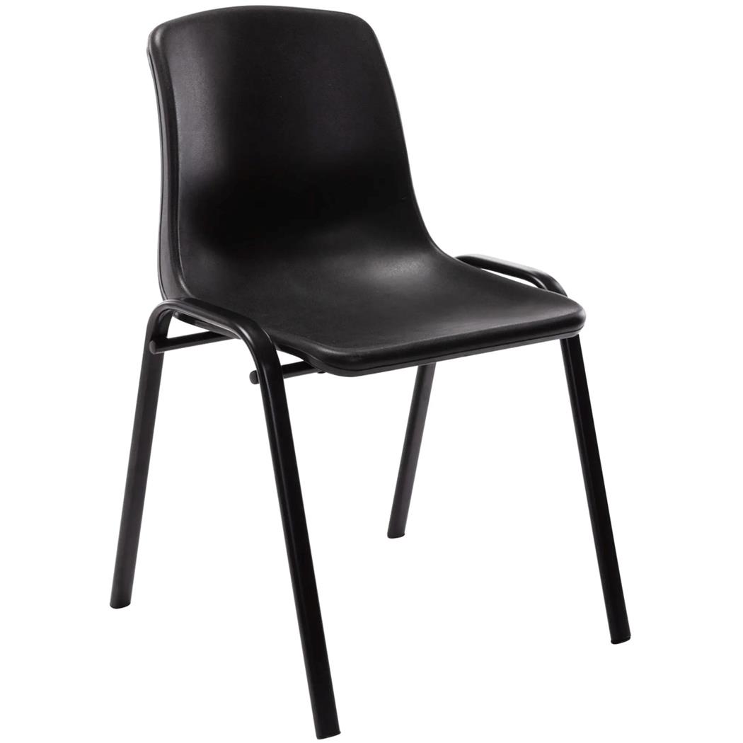 Silla de Confidente LEILA, Apilable, Patas Metálicas, color Negro
