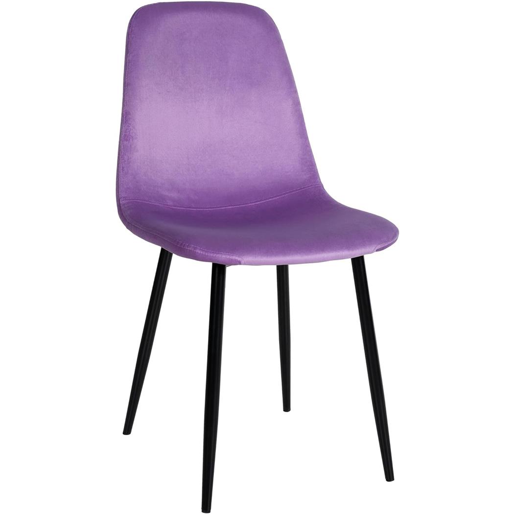 Silla de Confidente NAIPES, Robusta Estructura Metálica, en Terciopelo color Lila